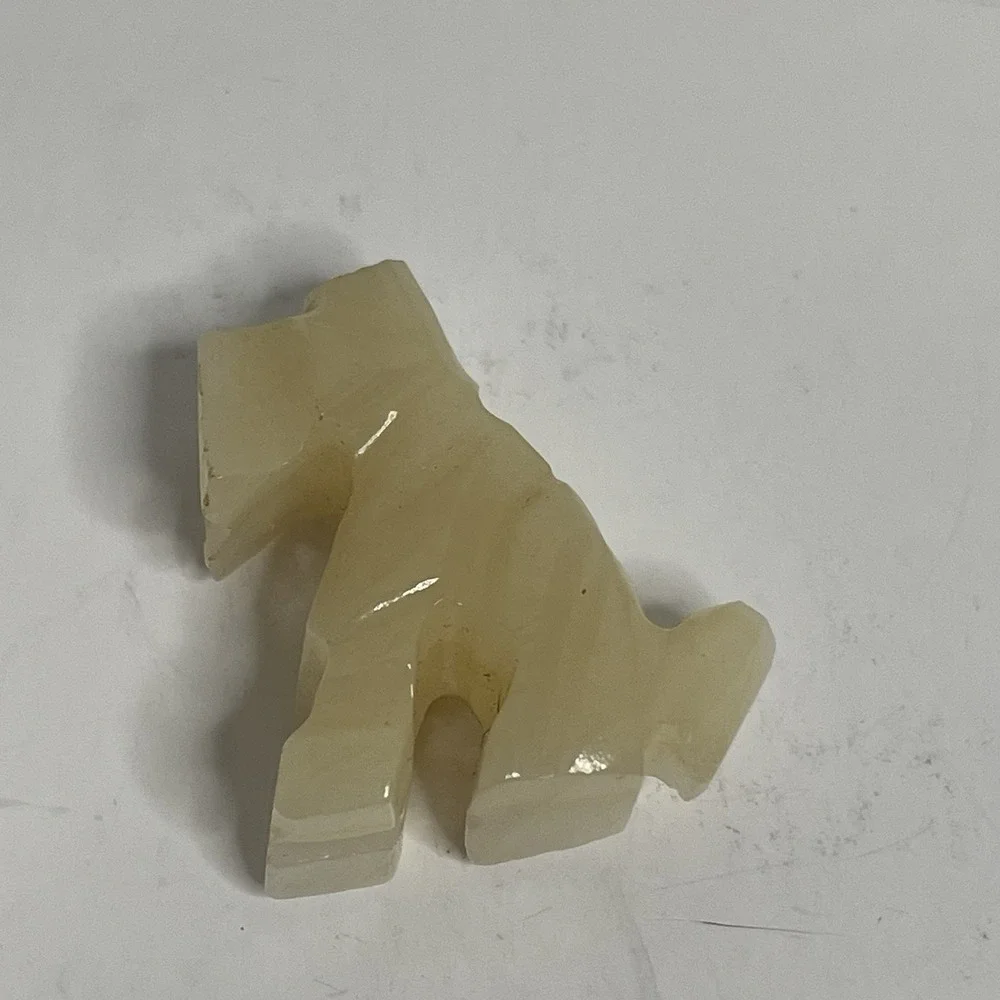 Carved Elephant And Dogs Banded White Trunk Up Stone 1 Resin Dog Figurine Shadow